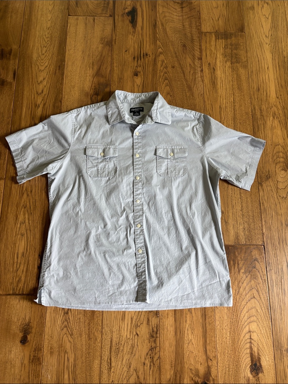 Claiborne Light Blue Short-Sleeve Button Down Shirt XL